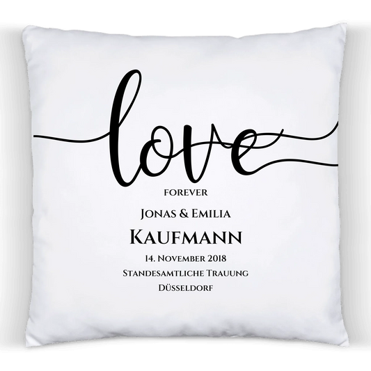 "LOVE" Kissen Hochzeitsgeschenk | personalisiertes Hochzeitskissen Brautpaar | Geschenkidee zur Hochzeit, Hochzeitstag, Valentinstag, Geburtstag