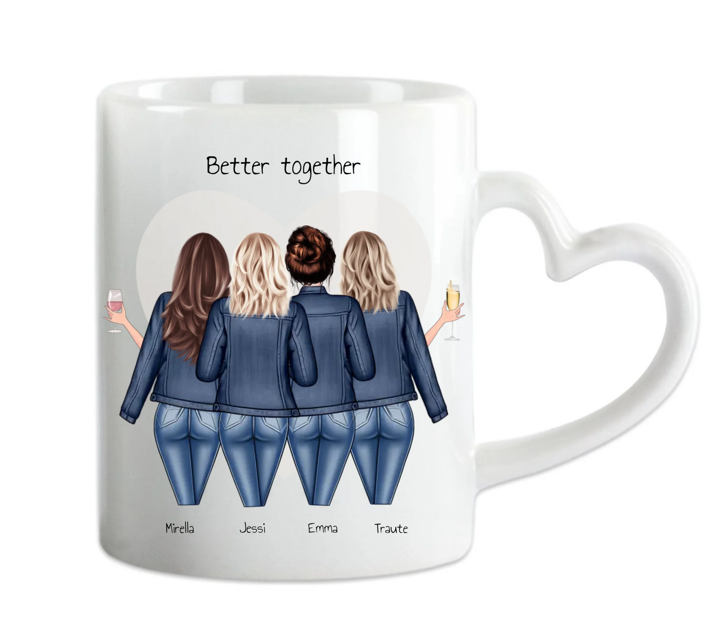 4 Beste Freundinnen Tasse personalisiert - Beste Freundin Geburtstagsgeschenk
