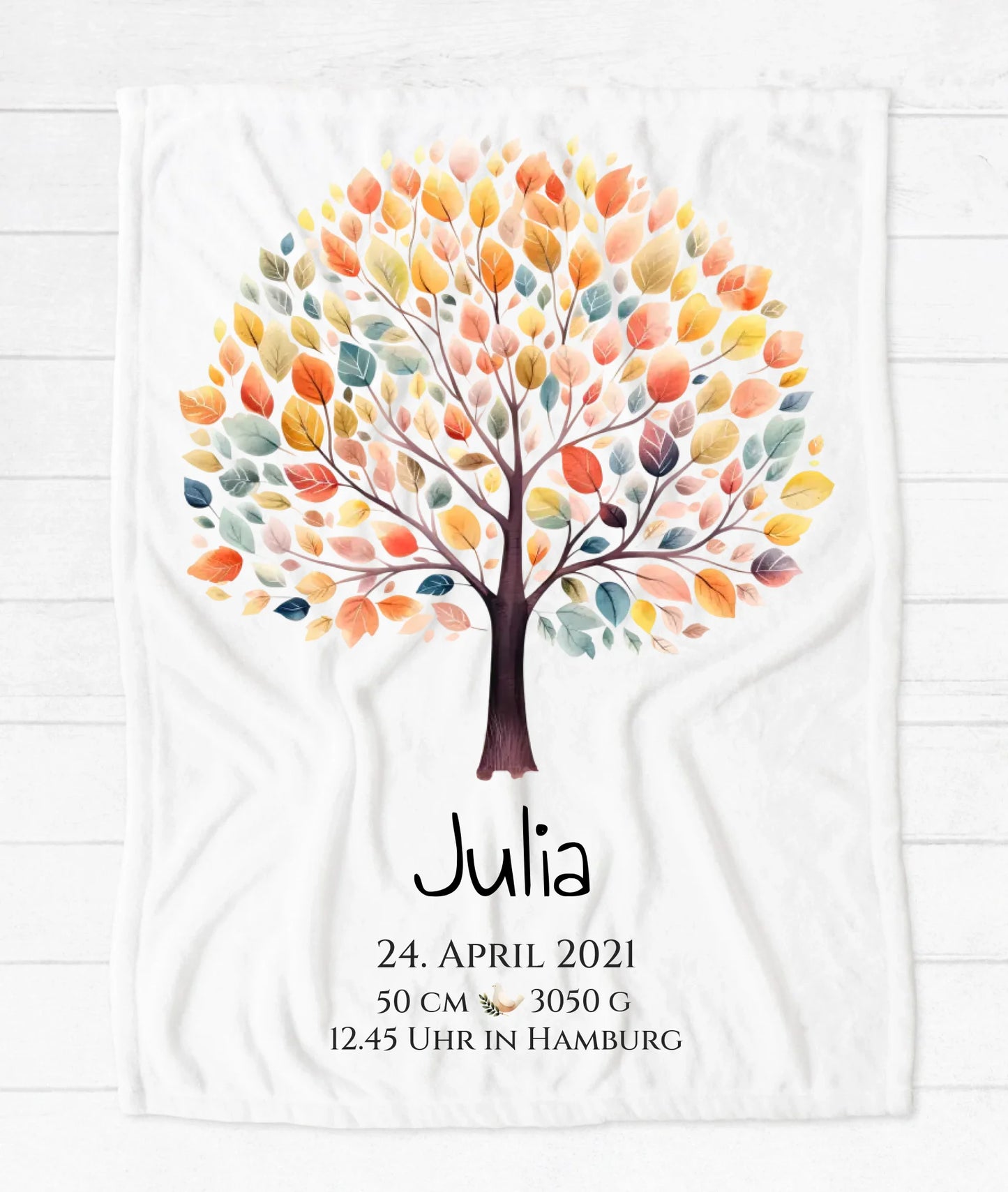 Personalisiertes Geburtsgeschenk / Taufgeschenk: Decke mit Lebensbaum. Jetzt gestalten!