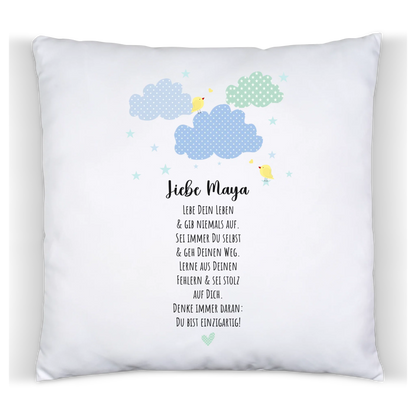 Personalisiertes Motivationsposter "Wolke" Kinderposter - Kissen - Kinderdecke mit Namen und Spruch