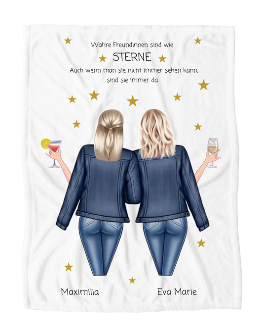 Beste Freundin Geschenk warme Kuscheldecke - Fleece Premium Decke - Personalisiertes Freundinnen Geschenk Valentinstag