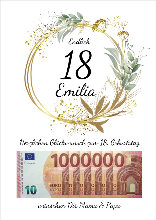 Geldgeschenk Wunscherfüller 18 Geburtstag - Personalisiertes Geschenk, Geburtstagsgeschenk 1. Million
