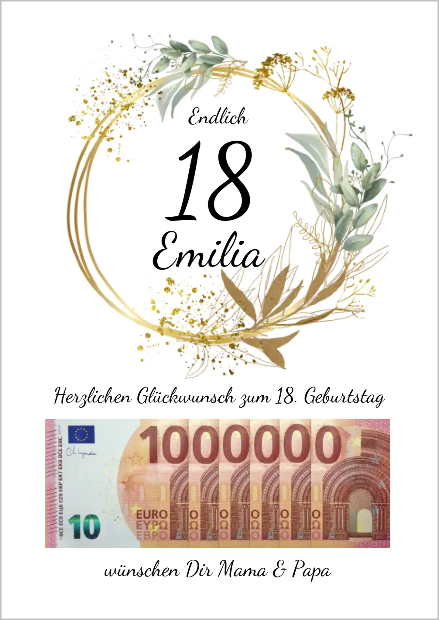 Geldgeschenk Wunscherfüller 18 Geburtstag - Personalisiertes Geschenk, Geburtstagsgeschenk 1. Million