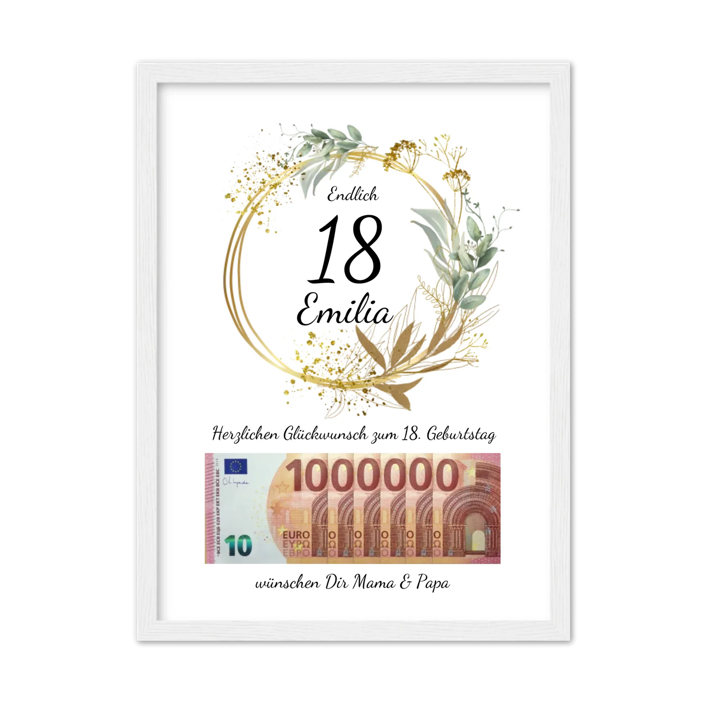 Geldgeschenk Wunscherfüller 18 Geburtstag - Personalisiertes Geschenk, Geburtstagsgeschenk 1. Million