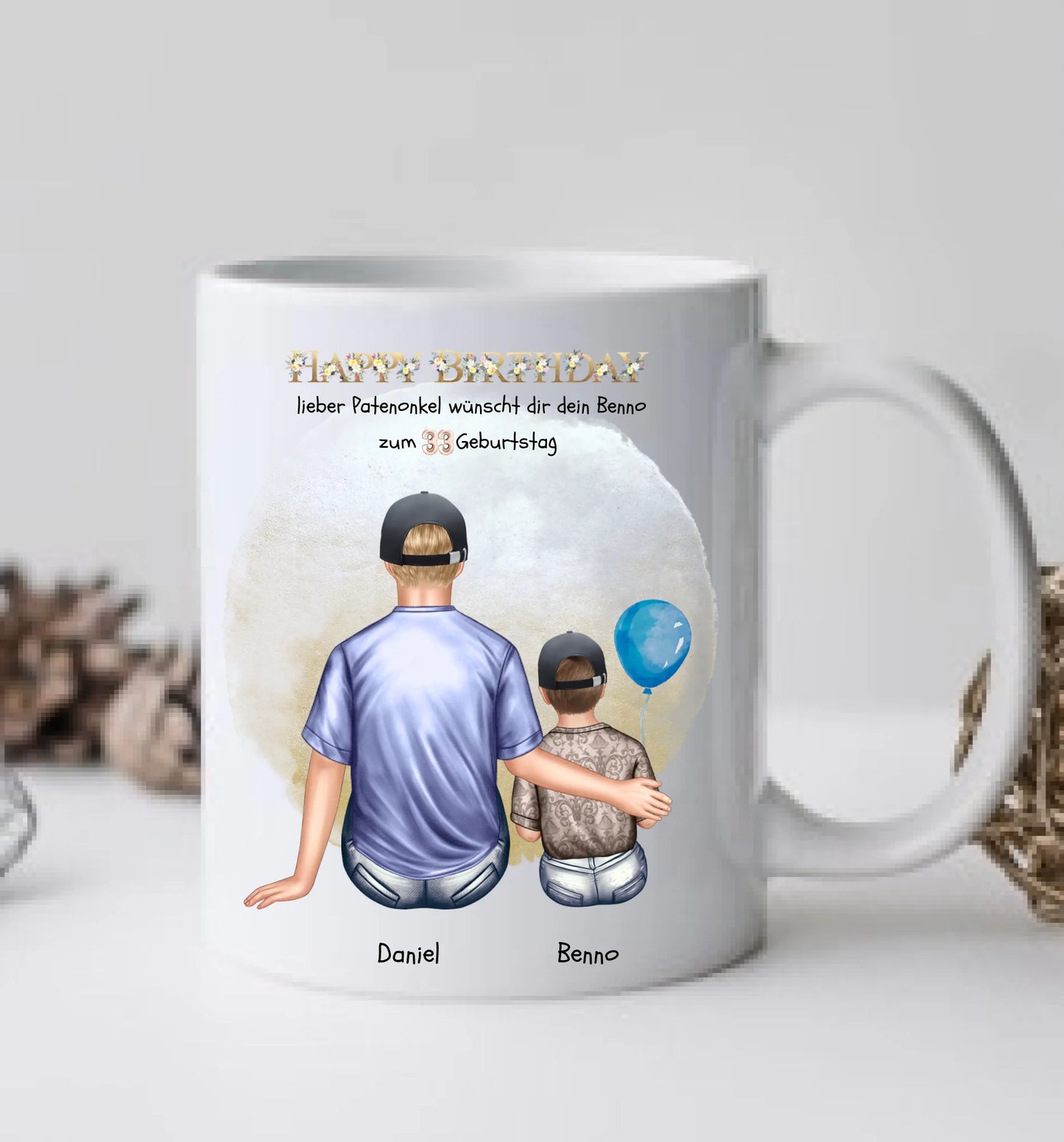 Geburtstagsgeschenk an Patenonkel von Patenkind Mädchen / Junge Tasse mit Spruch pesonalisiert