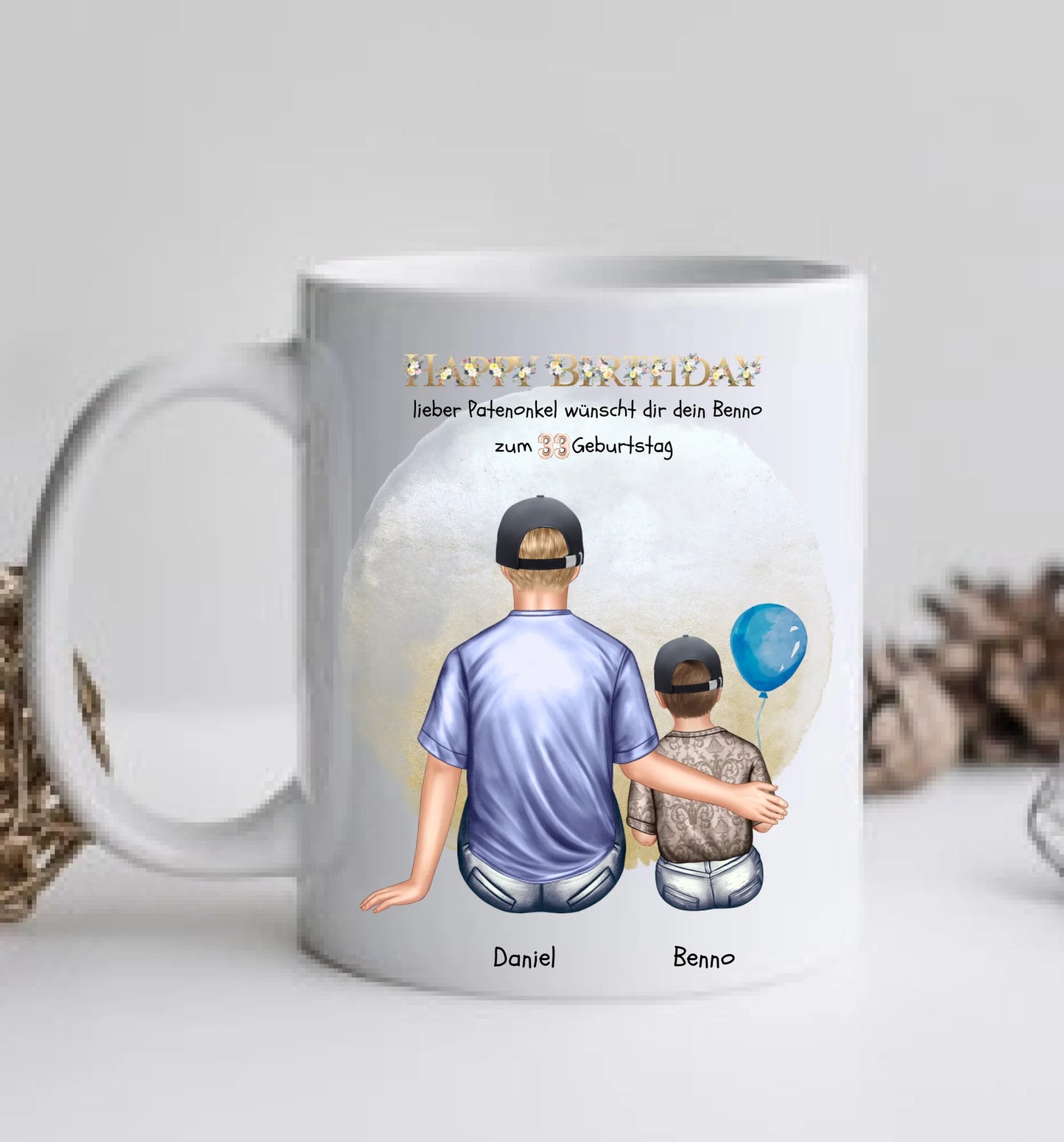 Geburtstagsgeschenk an Patenonkel von Patenkind Mädchen / Junge Tasse mit Spruch pesonalisiert