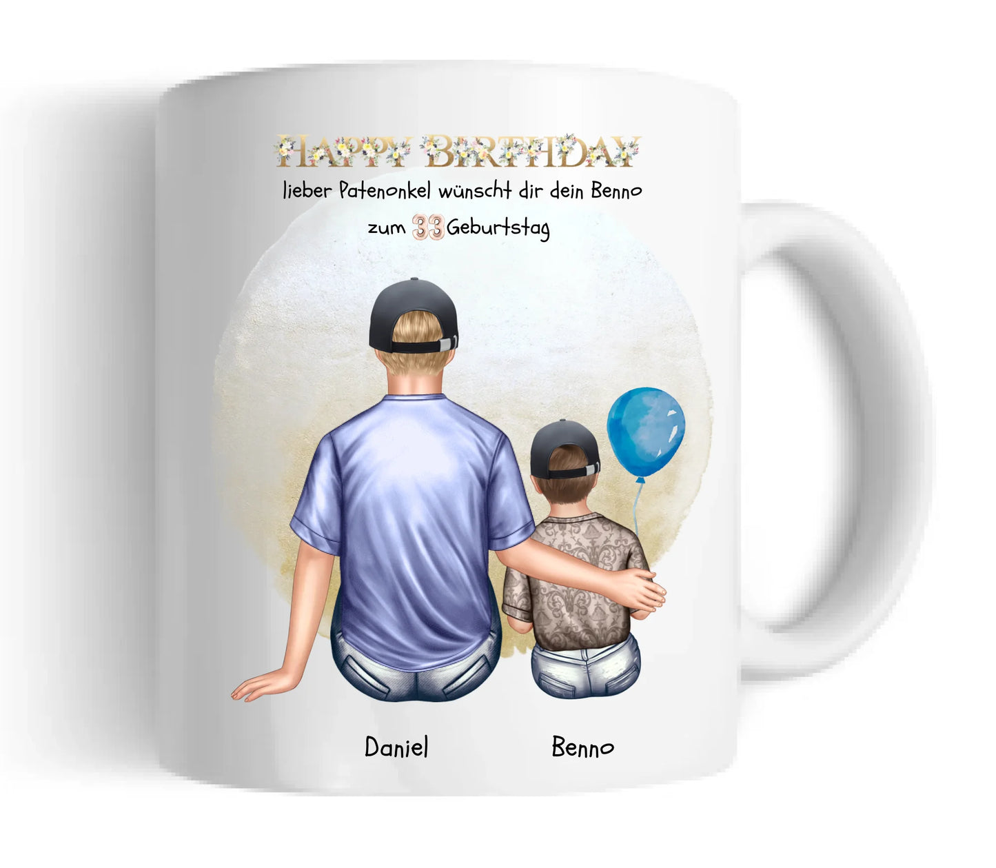 Geburtstagsgeschenk an Patenonkel von Patenkind Mädchen / Junge Tasse mit Spruch pesonalisiert