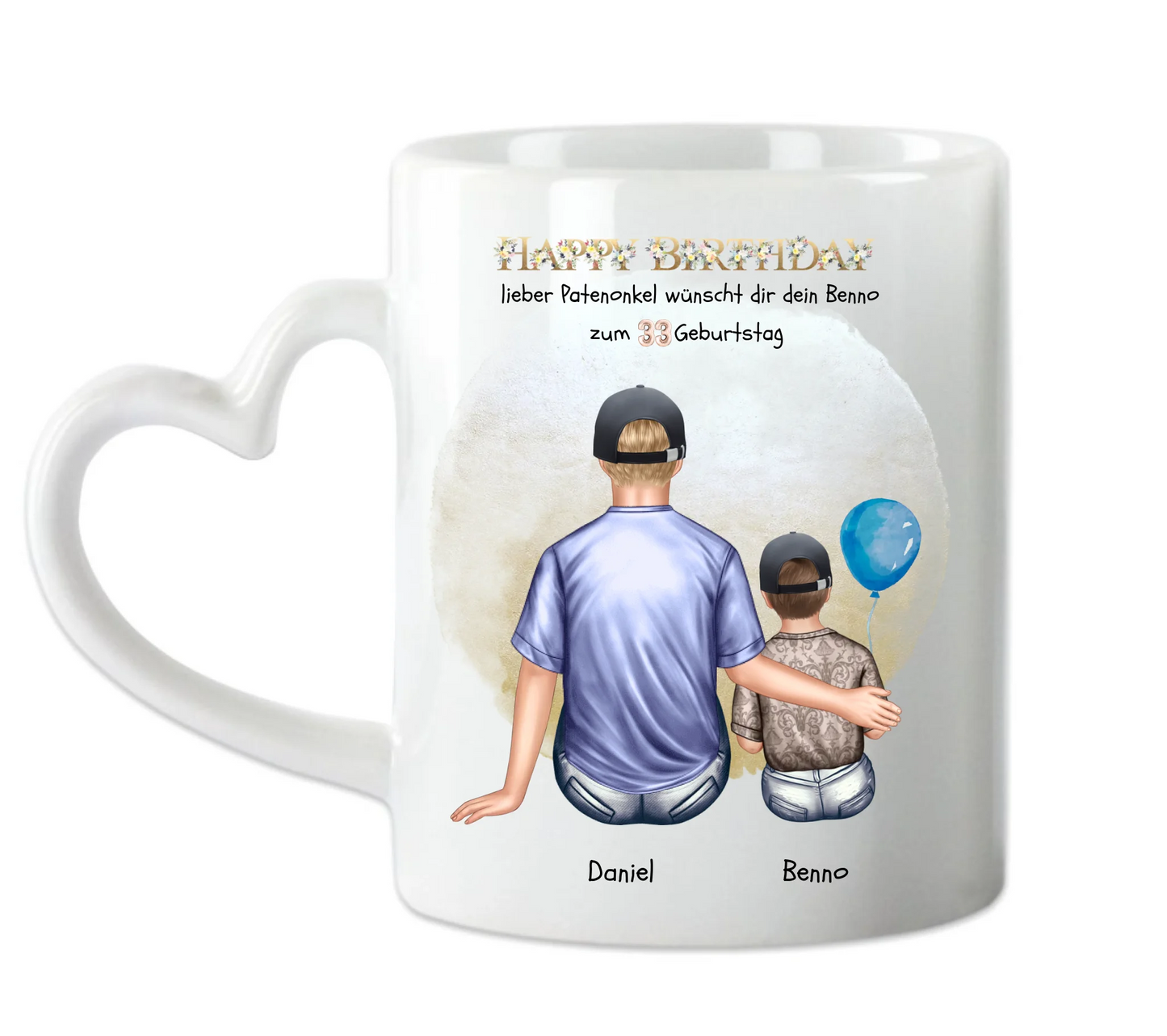Geburtstagsgeschenk an Patenonkel von Patenkind Mädchen / Junge Tasse mit Spruch pesonalisiert