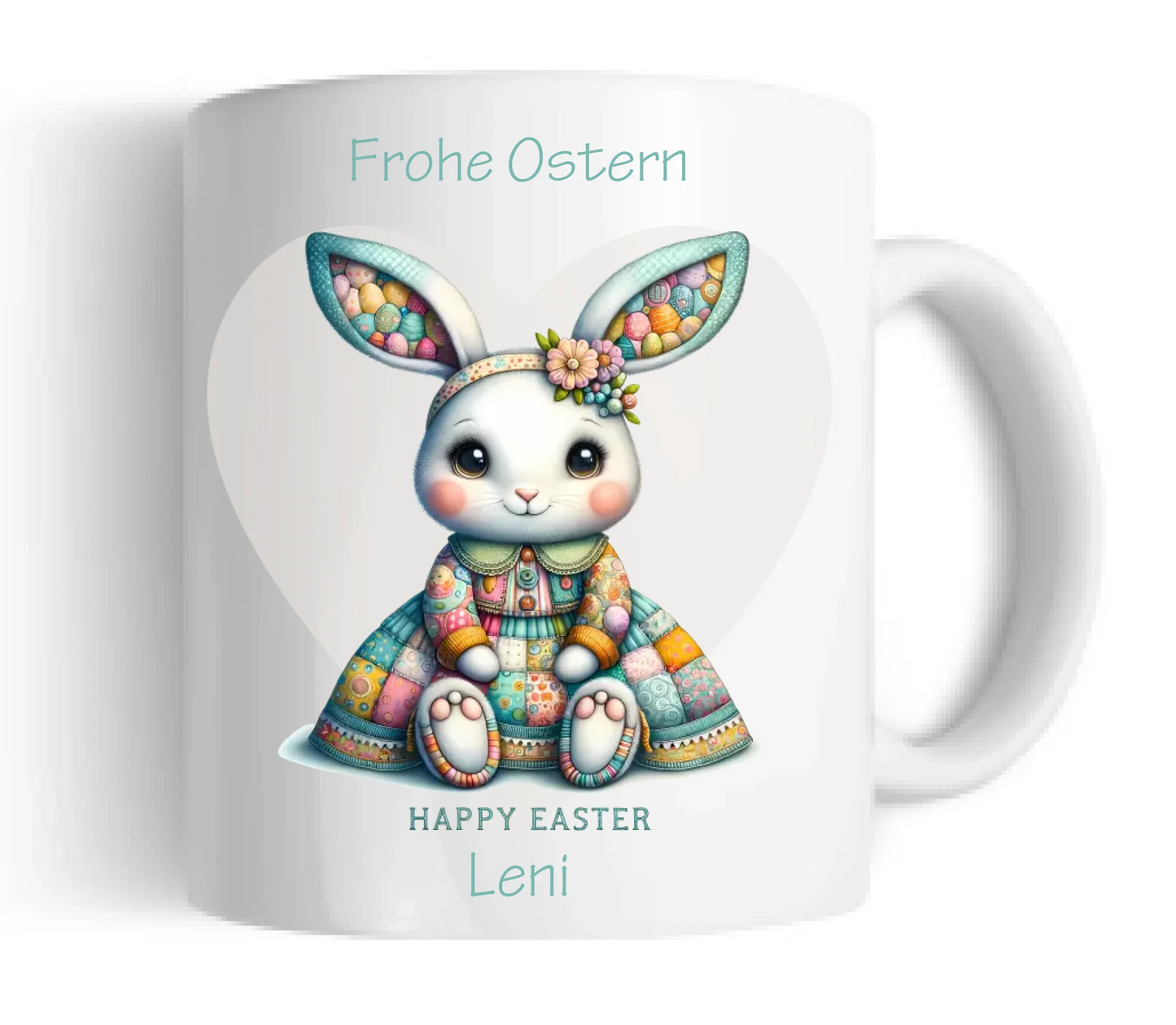 Ostergeschenk - personalisierte Tasse mit Osterhasen-Motiv, Name und Text