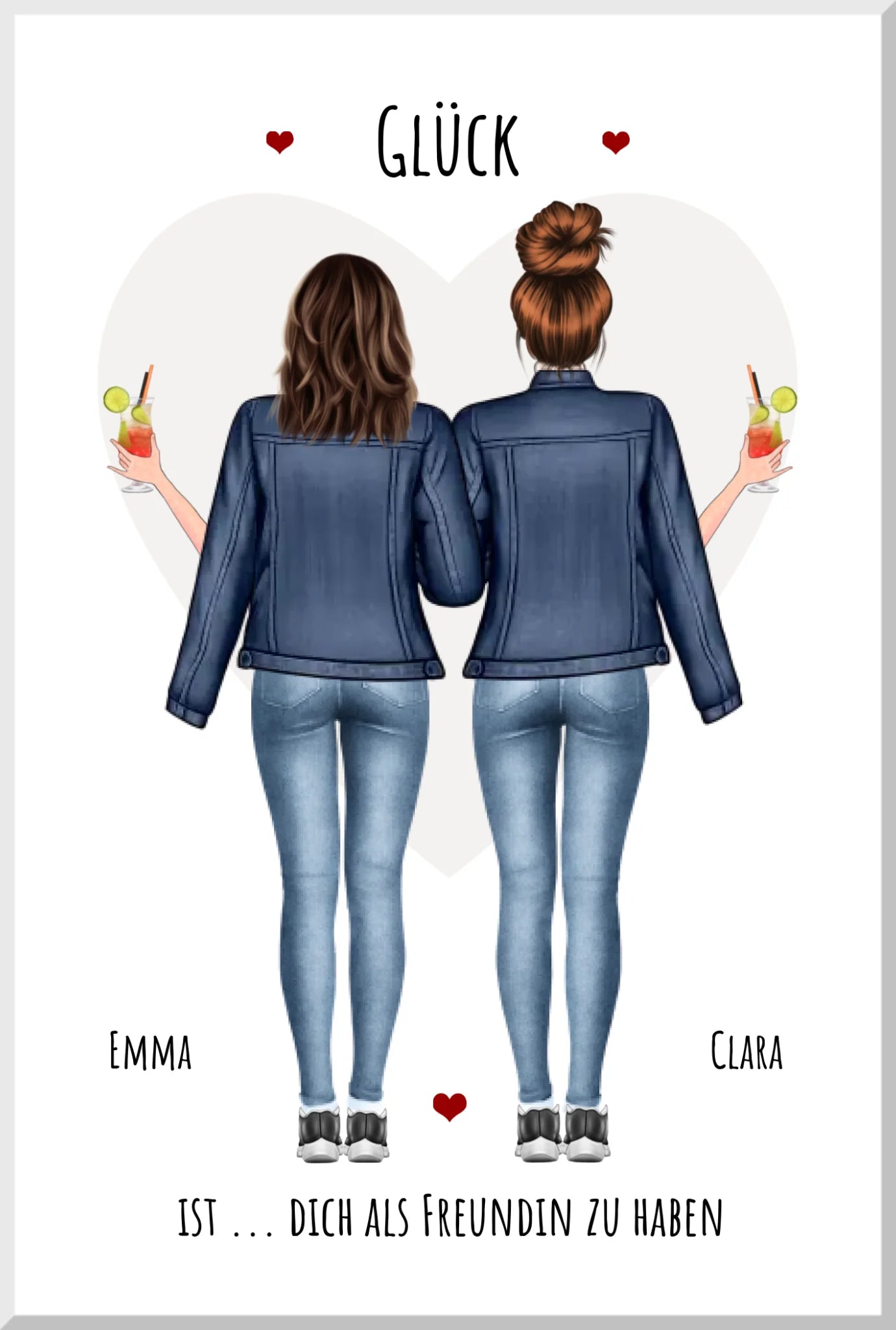 2 Freundinnen Bild | Poster beste Freundin Geschenk personalisiert für Schwester, Mama, Kollegin