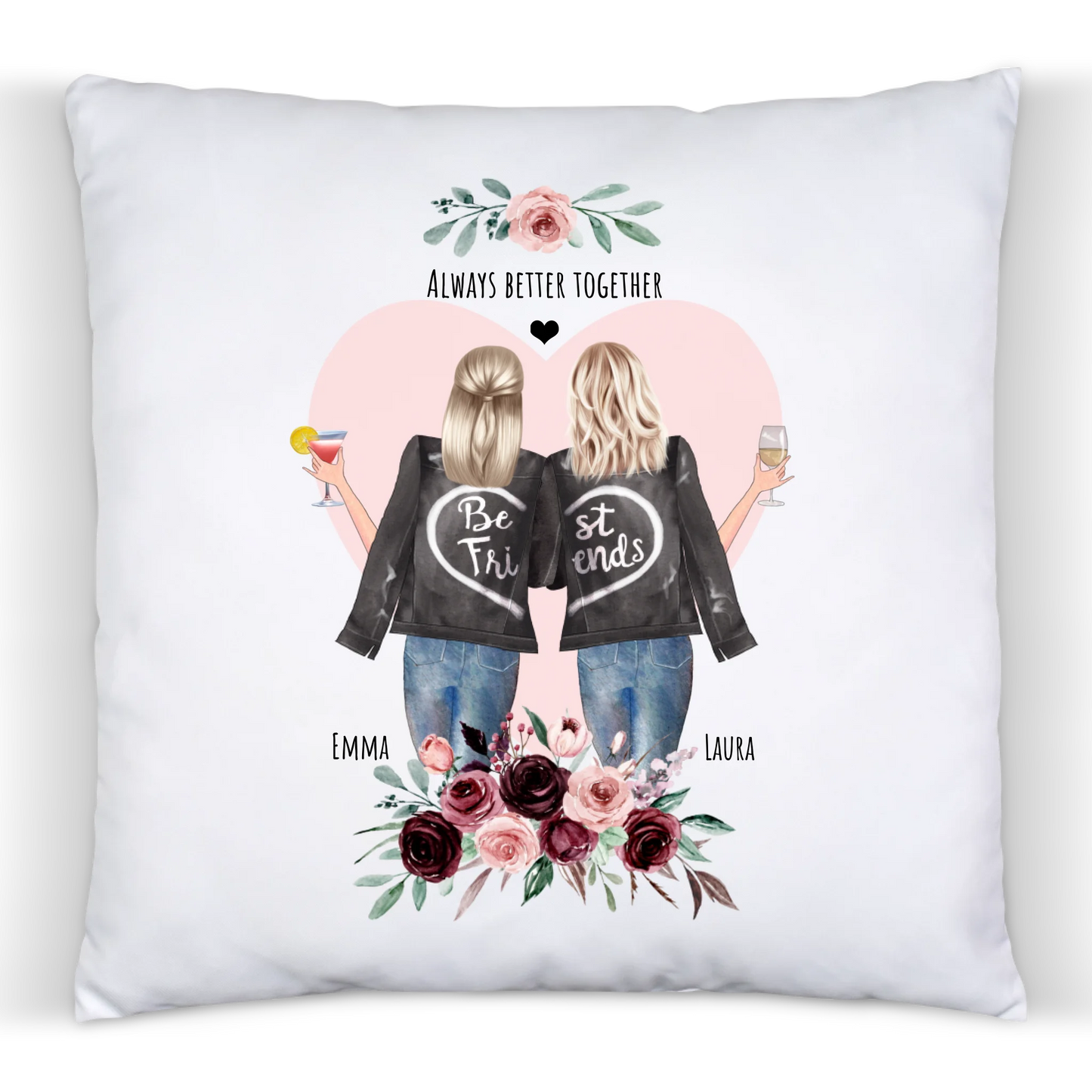 2 Beste Freundinnen Geschenk - Personalisiertes Kissen Geburtstagsgeschenk - Geschenk Mama - Schwester - Muttertag