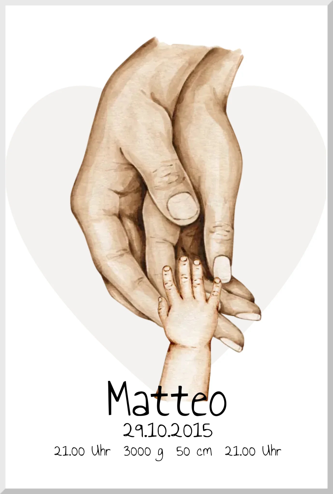 Personalisierte Geburtsanzeige | Hände Poster | Bild Familie | Kindername | personalisiertes Familiengeschenk | Geburtsdaten