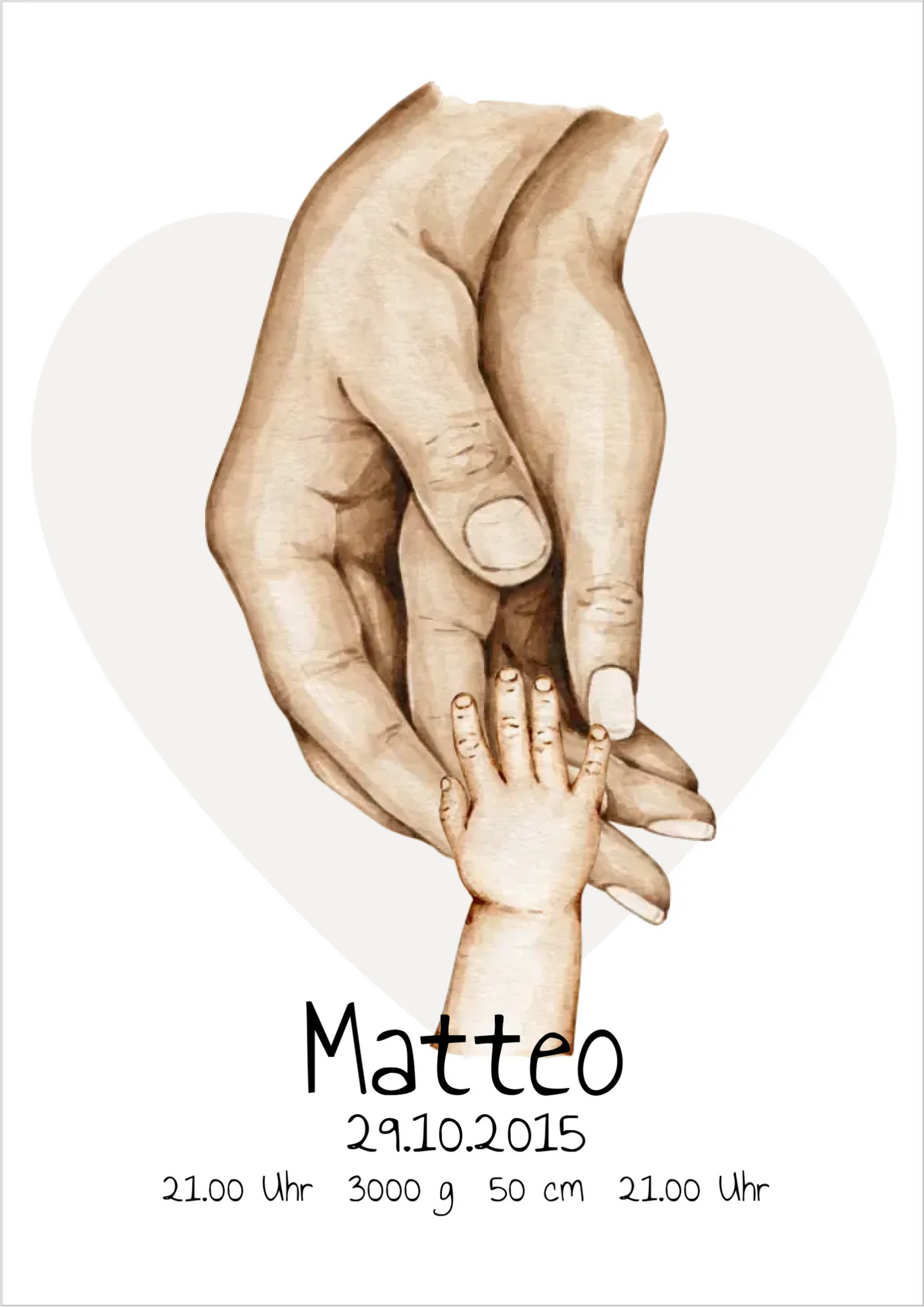 Personalisierte Geburtsanzeige | Hände Poster | Bild Familie | Kindername | personalisiertes Familiengeschenk | Geburtsdaten