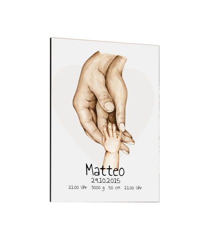 Personalisierte Geburtsanzeige | Hände Poster | Bild Familie | Kindername | personalisiertes Familiengeschenk | Geburtsdaten