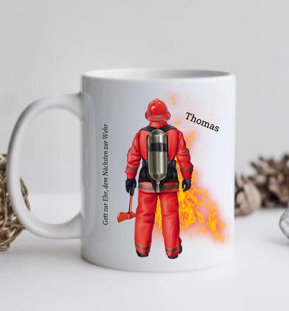 Feuerwehrmann - Personalisierte Tasse Geschenk Geburtstag Dienststelle Feuerwehr