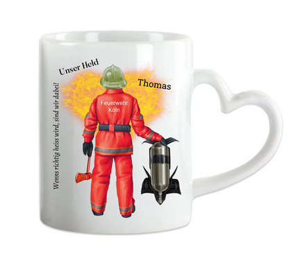 Feuerwehrmann - Personalisierte Tasse Geschenk Geburtstag Dienststelle Feuerwehr