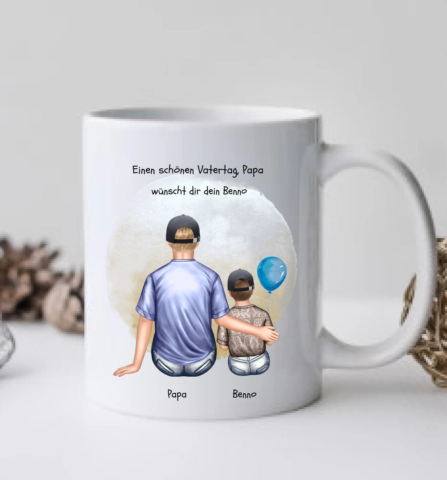 Vatertagsgeschenk - personalisierte Tasse mit Papa, Mädchen oder Sohn
