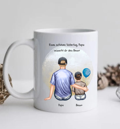 Vatertagsgeschenk - personalisierte Tasse mit Papa, Mädchen oder Sohn