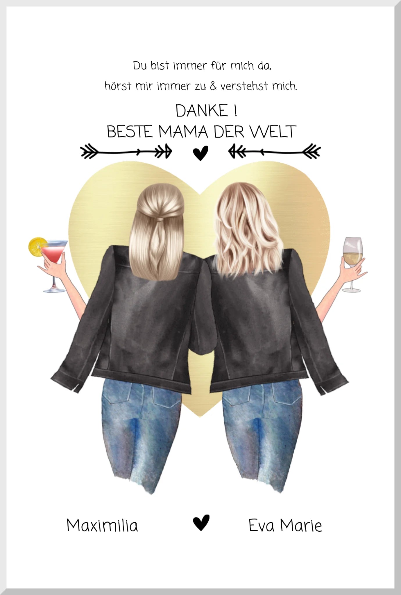 Danke! Beste Mama der Welt - Muttertagsgeschenk  personalisiertes Poster - Mutter & Tochter Poster - Mutter Geburtstag