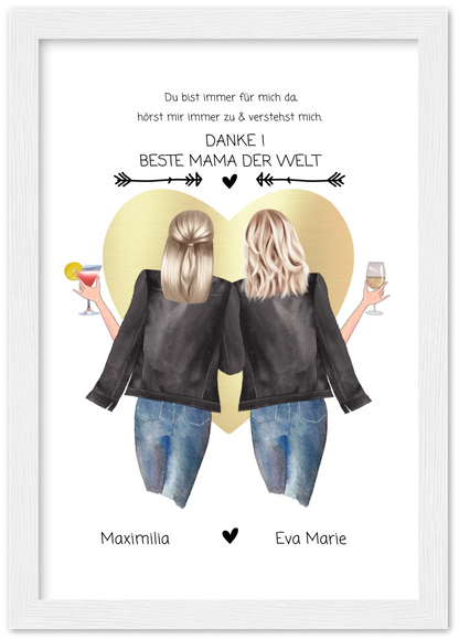 Danke! Beste Mama der Welt - Muttertagsgeschenk  personalisiertes Poster - Mutter & Tochter Poster - Mutter Geburtstag