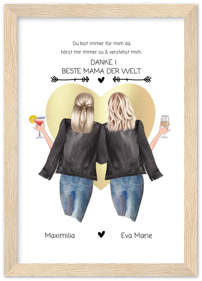 Danke! Beste Mama der Welt - Muttertagsgeschenk  personalisiertes Poster - Mutter & Tochter Poster - Mutter Geburtstag