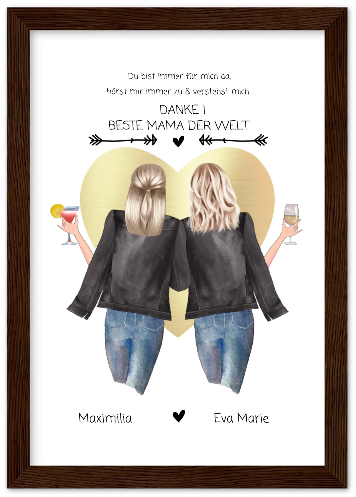 Danke! Beste Mama der Welt - Muttertagsgeschenk  personalisiertes Poster - Mutter & Tochter Poster - Mutter Geburtstag