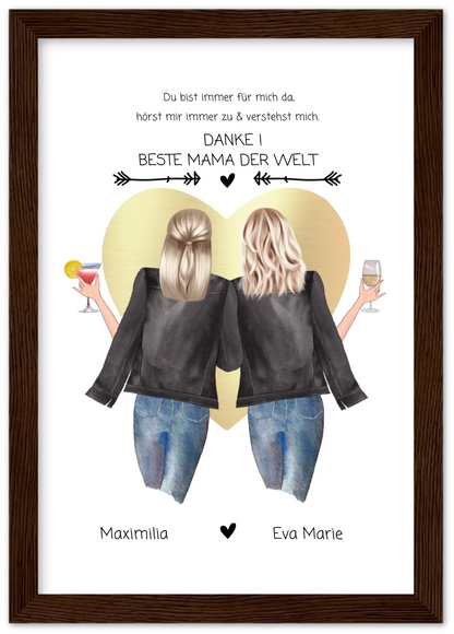 Danke! Beste Mama der Welt - Muttertagsgeschenk  personalisiertes Poster - Mutter & Tochter Poster - Mutter Geburtstag