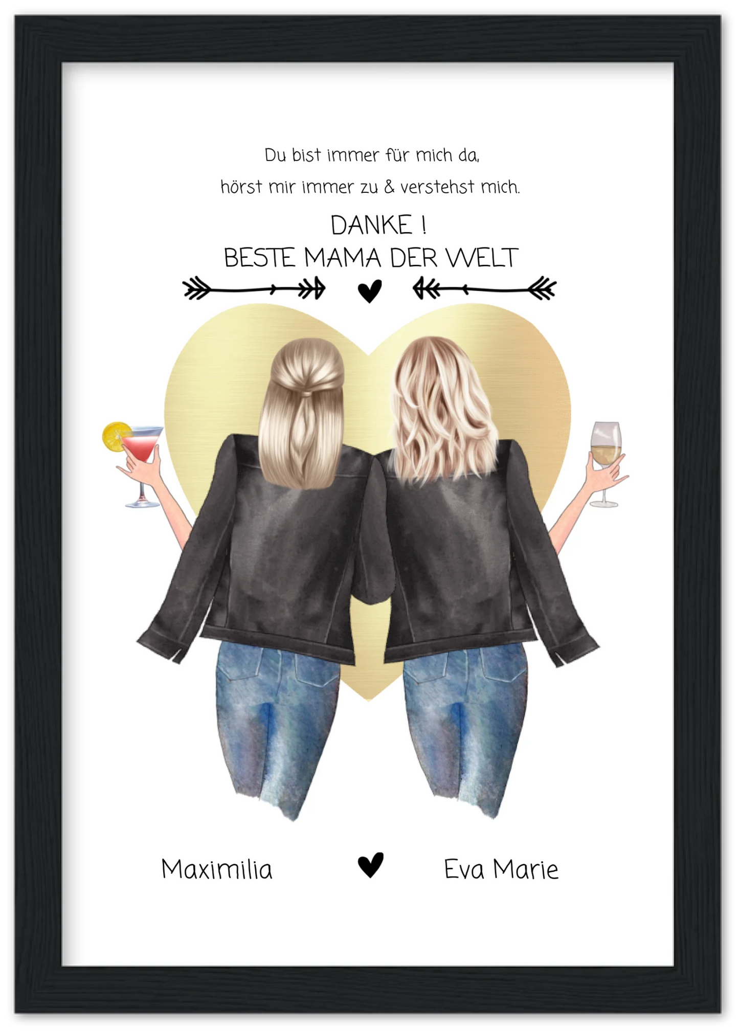 Danke! Beste Mama der Welt - Muttertagsgeschenk  personalisiertes Poster - Mutter & Tochter Poster - Mutter Geburtstag