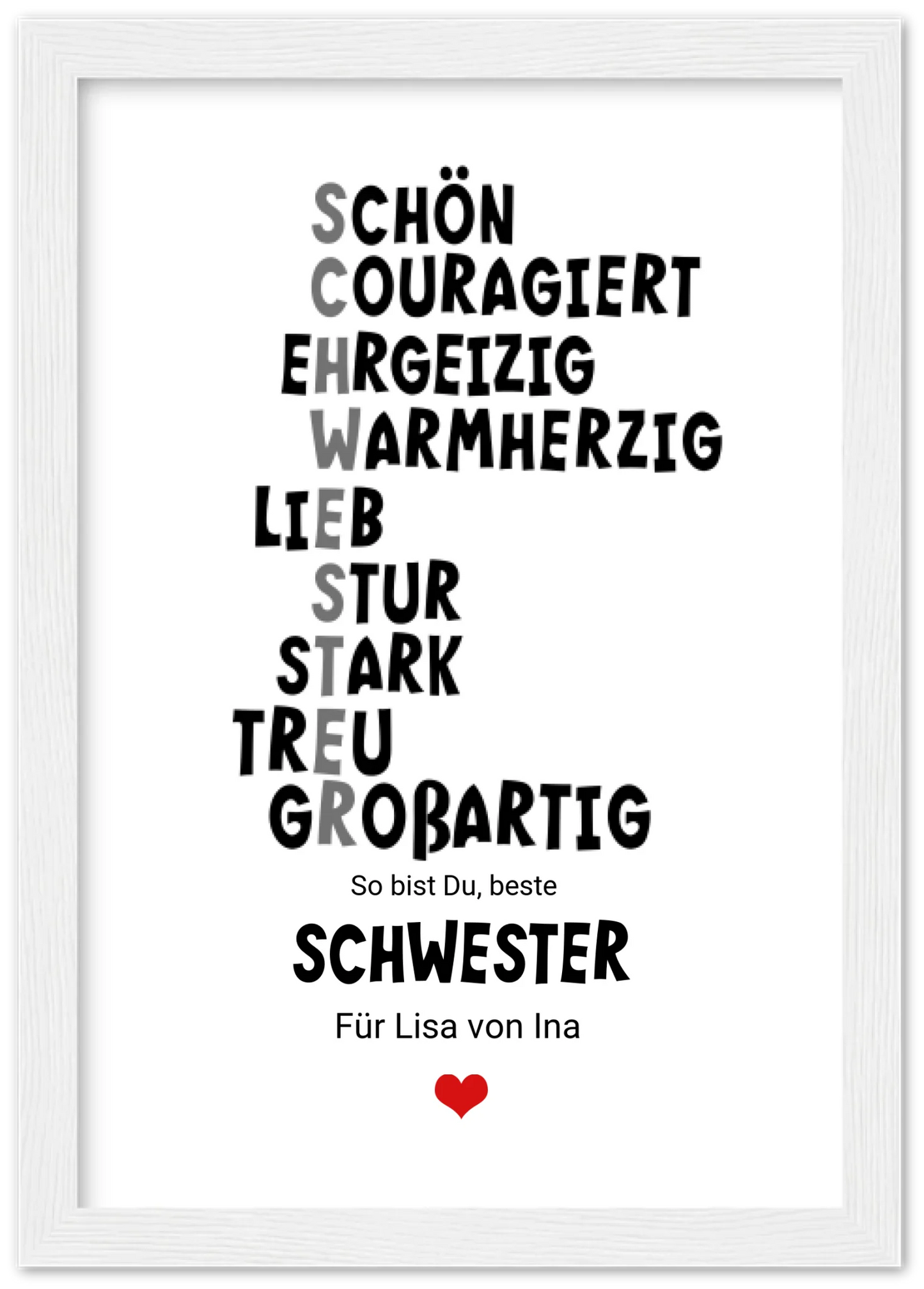 "Definition Schwester" personalisiertes Poster Geschenk Schwester | Bild Geburtstagsgeschenk | Zeitraum-Kunstdrucke