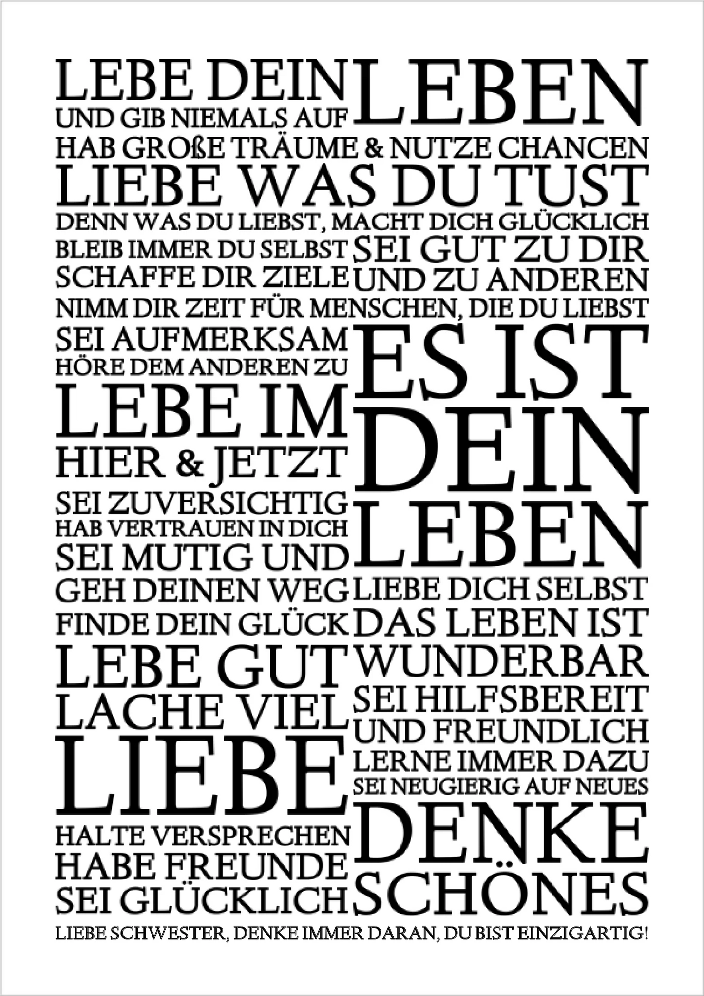 ZEITRAUM-KUNSTDRUCK, LEBE DEIN LEBEN, Sprücheposter mit Personalisierung