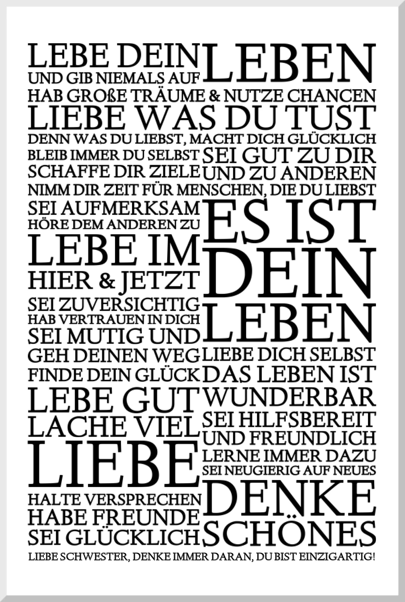 ZEITRAUM-KUNSTDRUCK, LEBE DEIN LEBEN, Sprücheposter mit Personalisierung