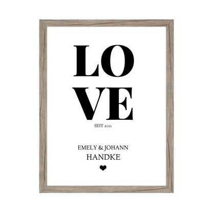 LOVE Poster personalisiert mit Name und Datum