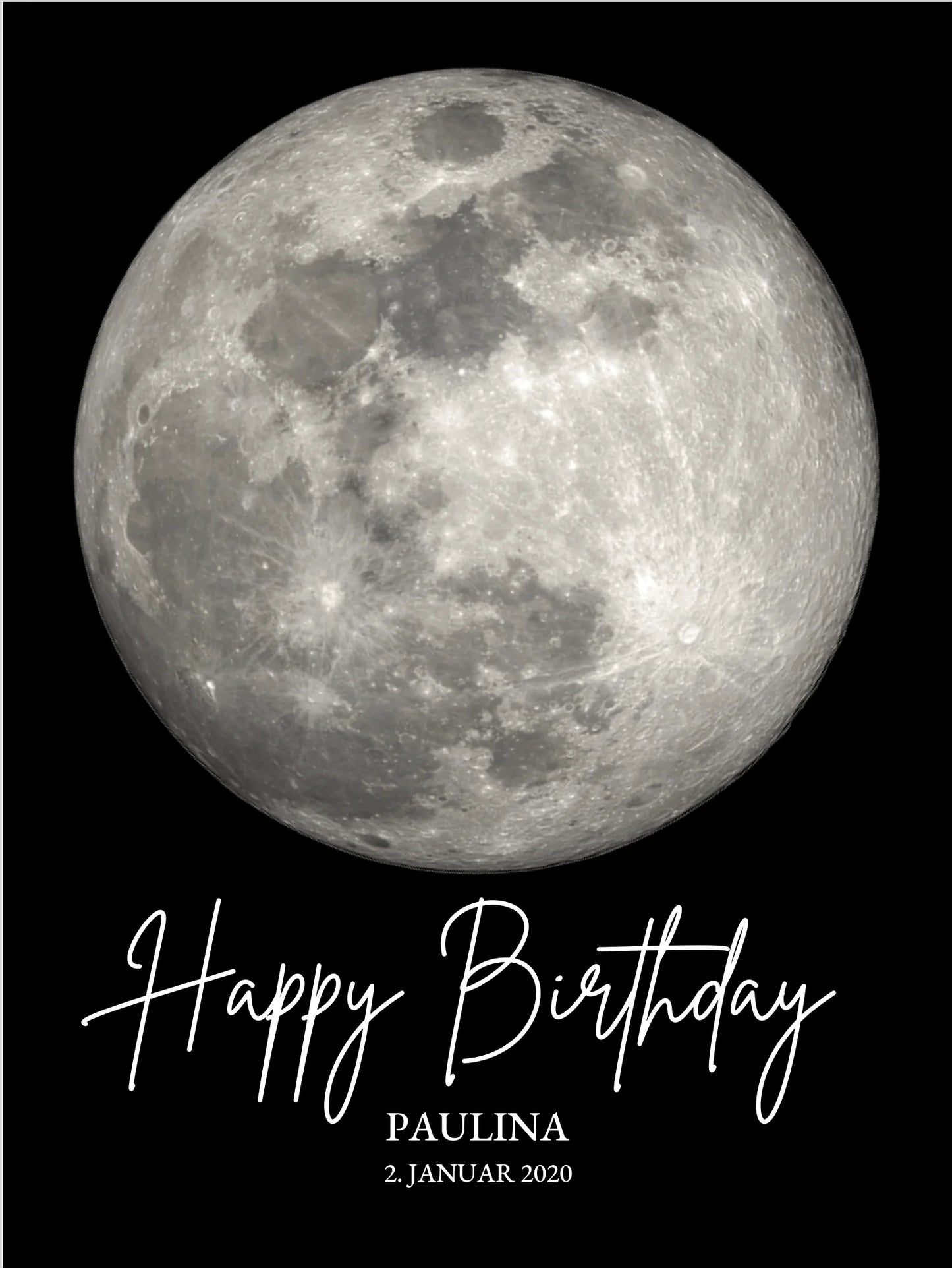 Personalisiertes Geburtstag Mondphasen-Poster - Happy Birthday Poster