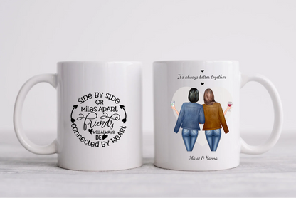 2 Beste Freundinnen Tasse, Personalisierter Kaffeebecher, Geschenkidee Weihnachten Freundin, Familie, Schwester, Kollegin