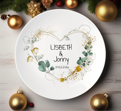 Geschenk Brautpaar, personalisierter Hochzeitsteller mit Namen & Datum, Geschenk zur Hochzeit, ideal als Gästeteller