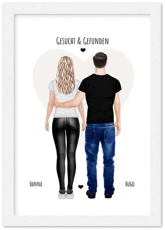 Paarbild gerahmt - Partnergeschenk - Freundin Geschenk Geburtstag - Partner Geburtstagsgeschenk - Ostergeschenk - Geschenk Jahrestag - Valentin 2