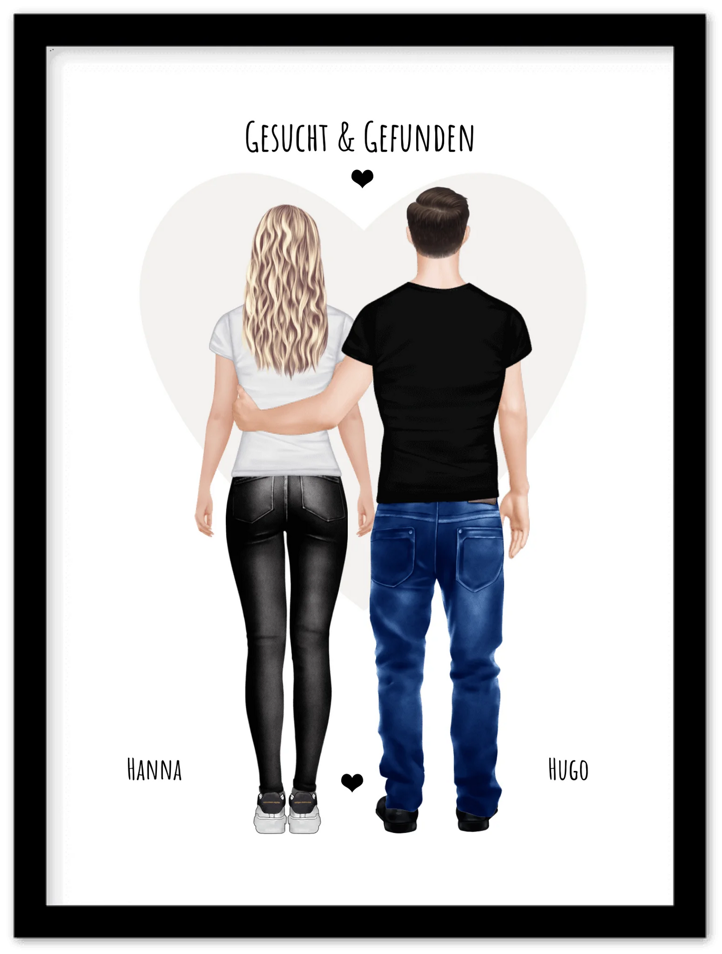 Paarbild gerahmt - Partnergeschenk - Freundin Geschenk Geburtstag - Partner Geburtstagsgeschenk - Ostergeschenk - Geschenk Jahrestag - Valentin 2