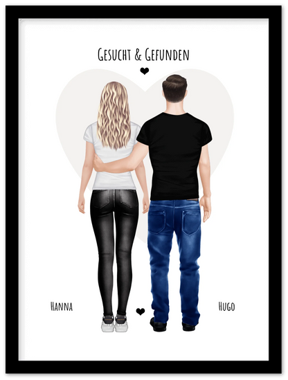 Paarbild gerahmt - Partnergeschenk - Freundin Geschenk Geburtstag - Partner Geburtstagsgeschenk - Ostergeschenk - Geschenk Jahrestag - Valentin 2