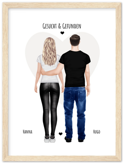 Paarbild gerahmt - Partnergeschenk - Freundin Geschenk Geburtstag - Partner Geburtstagsgeschenk - Ostergeschenk - Geschenk Jahrestag - Valentin 2