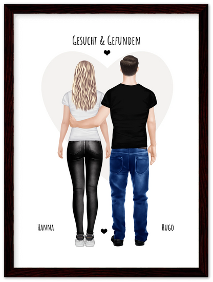 Paarbild gerahmt - Partnergeschenk - Freundin Geschenk Geburtstag - Partner Geburtstagsgeschenk - Ostergeschenk - Geschenk Jahrestag - Valentin 2