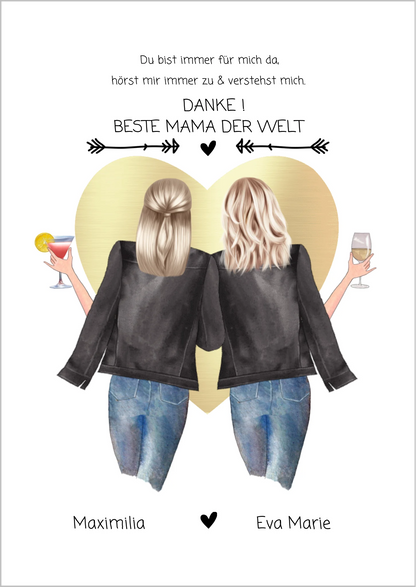 Geschenk Mama, Mutter | Muttertagsgeschenk personalisiert | Mutter & Tochter Poster | Geburtstagsgeschenk