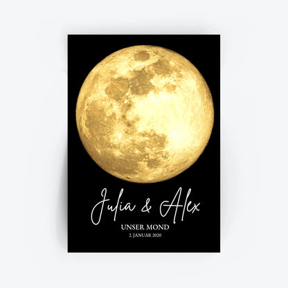 Personalisiertes Mondphasen-Poster - Hochzeit, Jahrestag, Valentinstag oder besonderem Datum