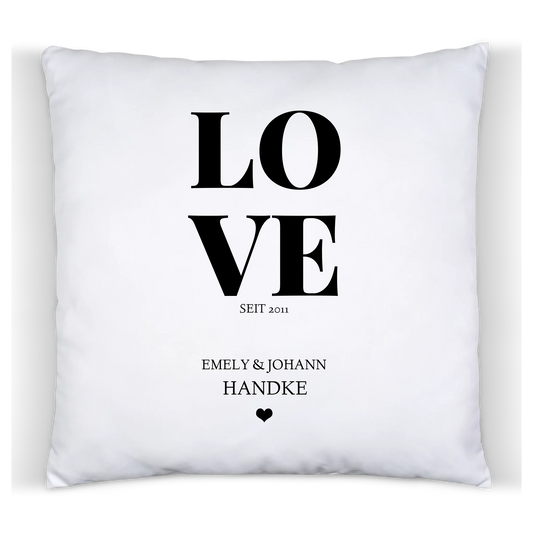 Geschenk zum Jahrestag, Hochzeitstag, Valentinstag  LOVE - Personalisiertes Dekokissen -