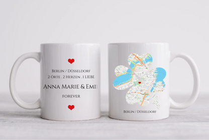 Personalisierte Tasse, wo alles begann, Kennenlernorte,  Partner Geschenk Freund - Lebenspartner - Freundin - Valentin - Hochzeitstag