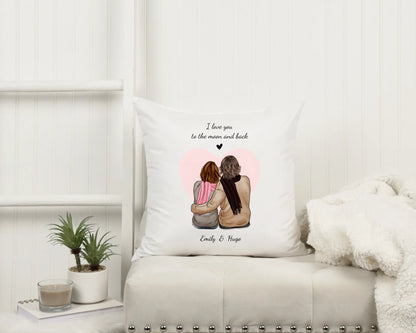 Geschenk Freundin - Geschenk Freund - Love you to the moon and back - Personalisiertes Partner Kissen