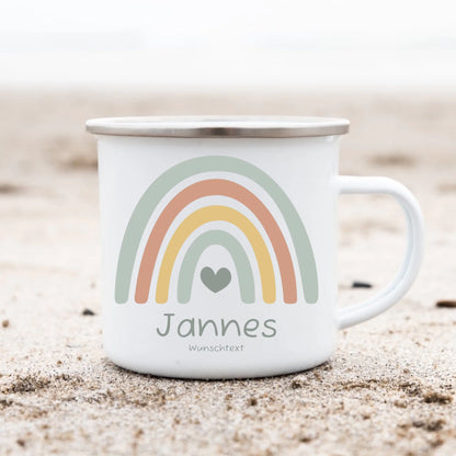 Geschenk zur Einschulung mit Name - Personalisierte Emailletasse