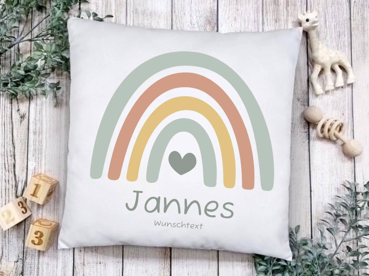 Personalisiertes Kissen Regenbogen | Einschulungsgeschenk Junge | Geburtstagsgeschenk, Babygeschenk  | Ostergeschenk