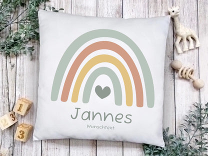Personalisiertes Kissen Regenbogen | Einschulungsgeschenk Junge | Geburtstagsgeschenk, Babygeschenk  | Ostergeschenk