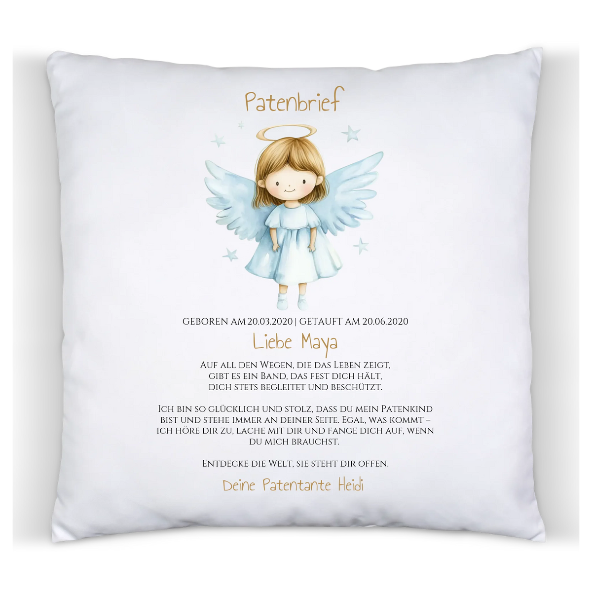 Patenbrief Geschenk Patenkind - Poster, Kissen, Decke, Leinwandbild personalisiert