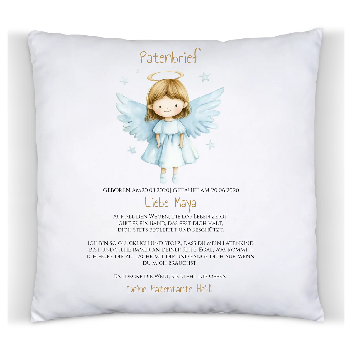 Patenbrief Geschenk Patenkind - Poster, Kissen, Decke, Leinwandbild personalisiert